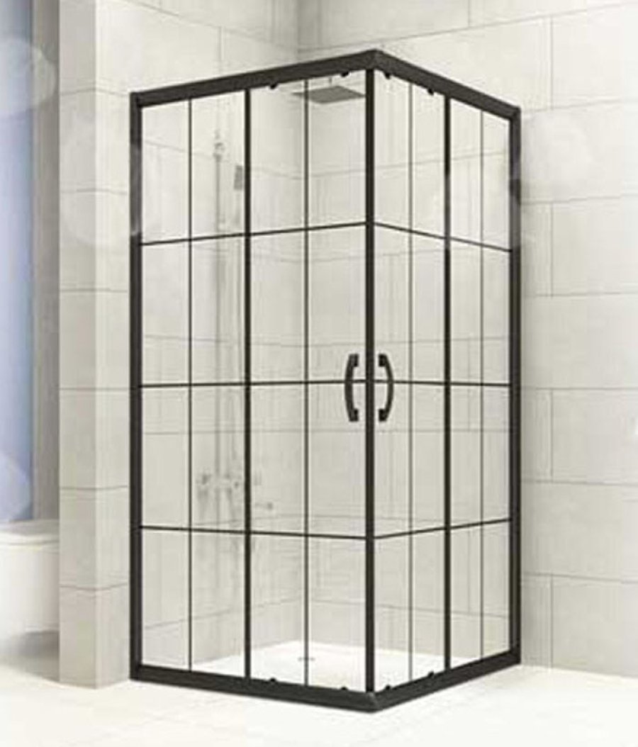 Duşakabin Siyah Profil Kareli Düz Cam