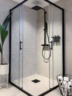 Duşakabin Siyah Profil Düz Cam