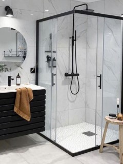 Duşakabin Siyah Profil Düz Camlı