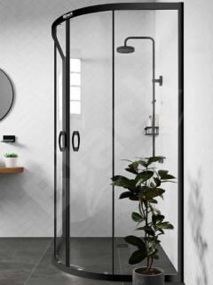 Oval Duşakabin Siyah Profilli Düz Cam