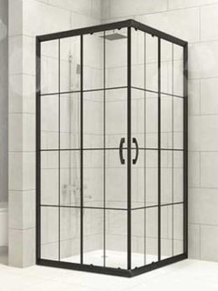 Duşakabin Siyah Profil Kareli Düz Cam