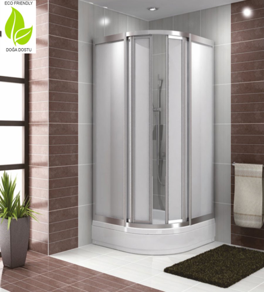 Krom Profil Pleksi Camlı Oval Duşakabin